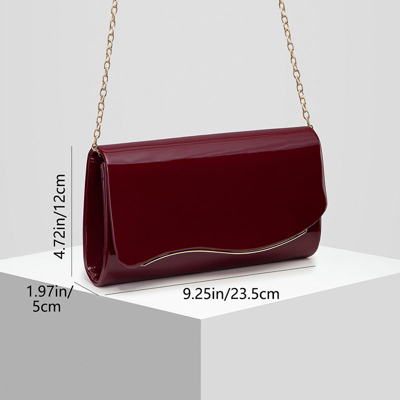 Glossy Patent PU Leather Evening Clutch with Chain Strap