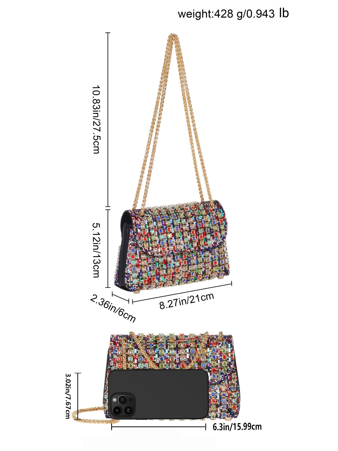 Elegant Rhinestone Crossbody Bag, Shiny Evening Party Shoulder Bag, Fashionable Daily Wear, Perfect Gift for Weddings and More