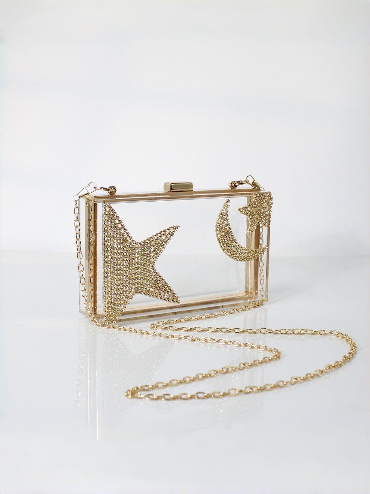 Ramadan & Eid Crescent Moon Rhinestone Acrylic Clutch Bag
