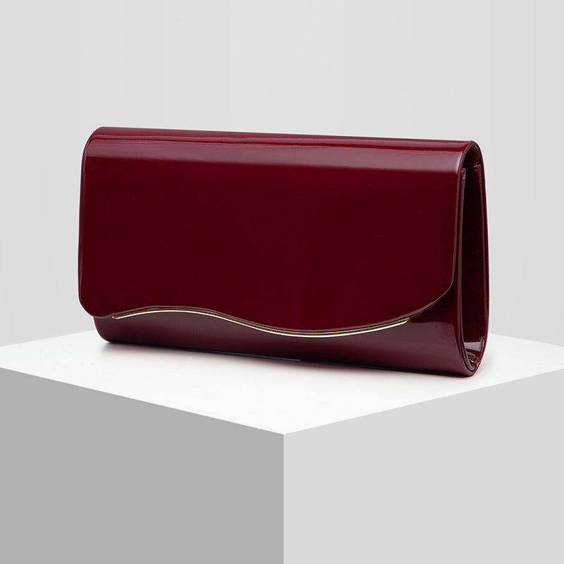 Glossy Patent PU Leather Evening Clutch with Chain Strap