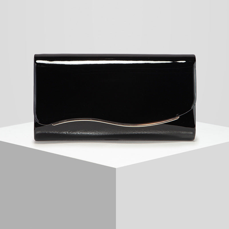 Glossy Patent PU Leather Evening Clutch with Chain Strap