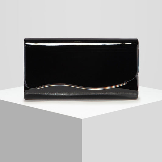 Glossy Patent PU Leather Evening Clutch with Chain Strap