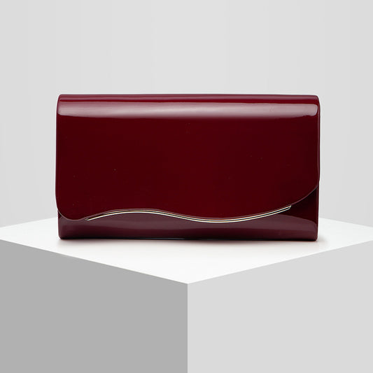 Glossy Patent PU Leather Evening Clutch with Chain Strap
