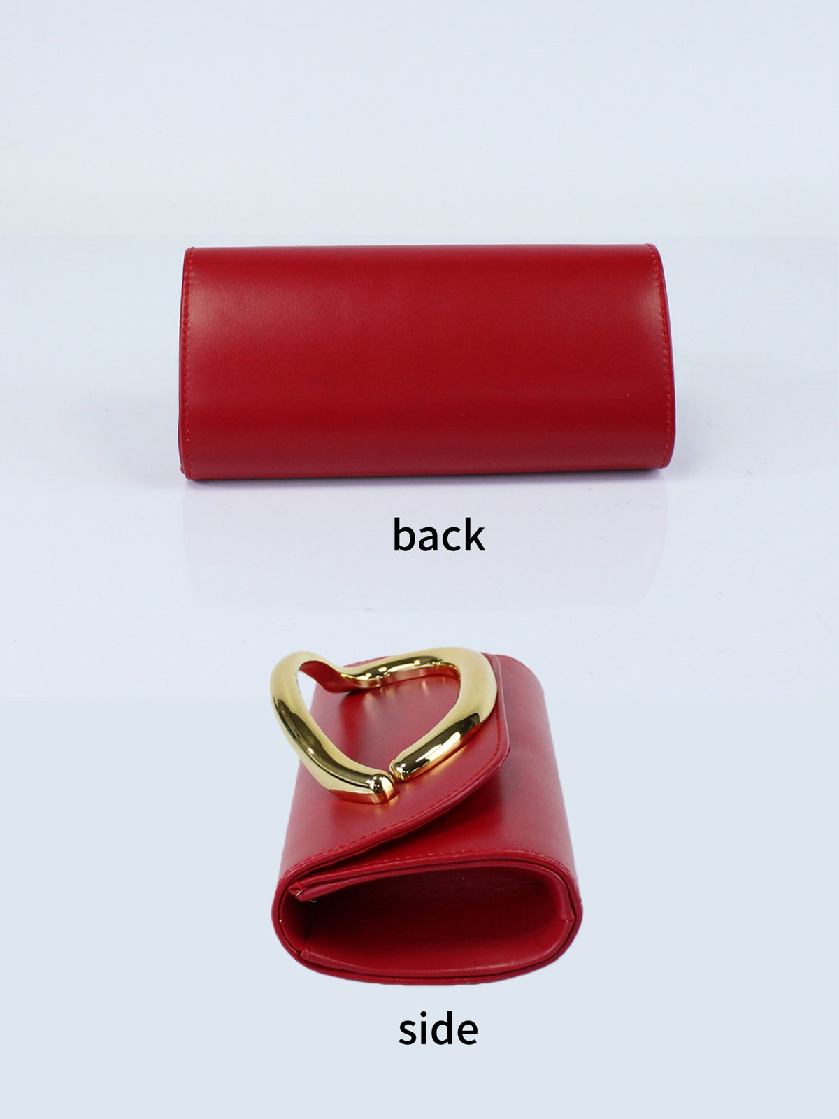 Women’s PU Leather Clutch Bag with Statement Metal Handle & Chain Strap