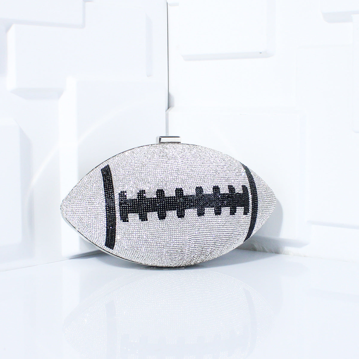 Rhinestone American Football-Shaped Evening Clutch Bag