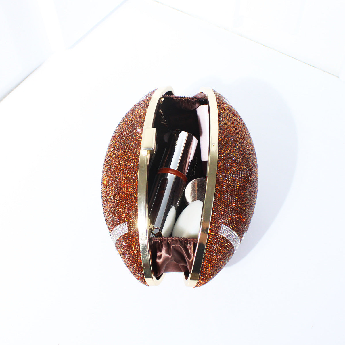 Rhinestone American Football-Shaped Evening Clutch Bag