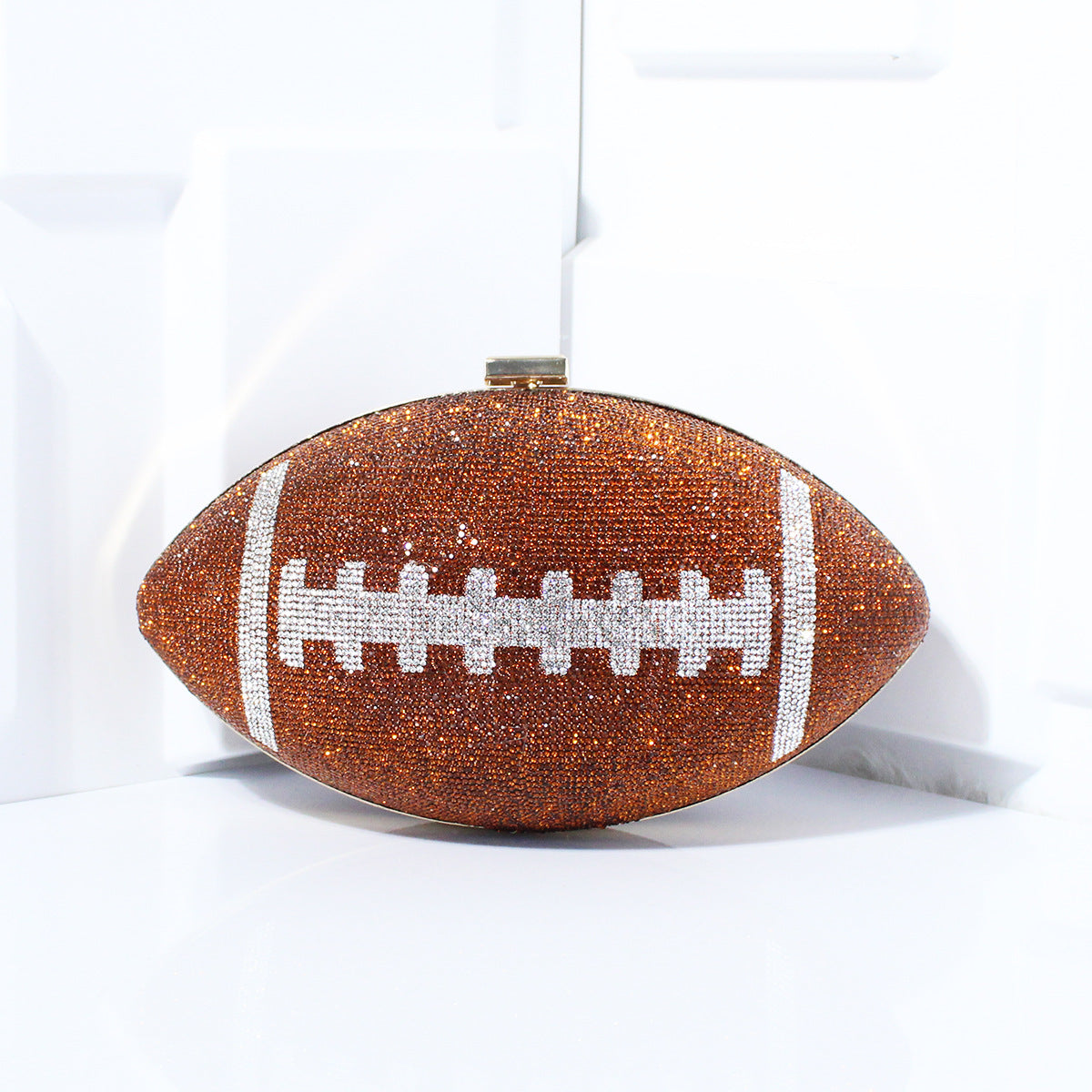 Rhinestone American Football-Shaped Evening Clutch Bag