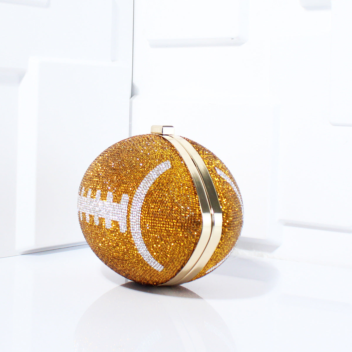 Rhinestone American Football-Shaped Evening Clutch Bag