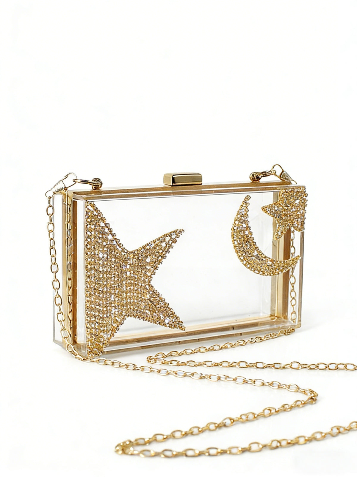 Ramadan & Eid Crescent Moon Rhinestone Acrylic Clutch Bag