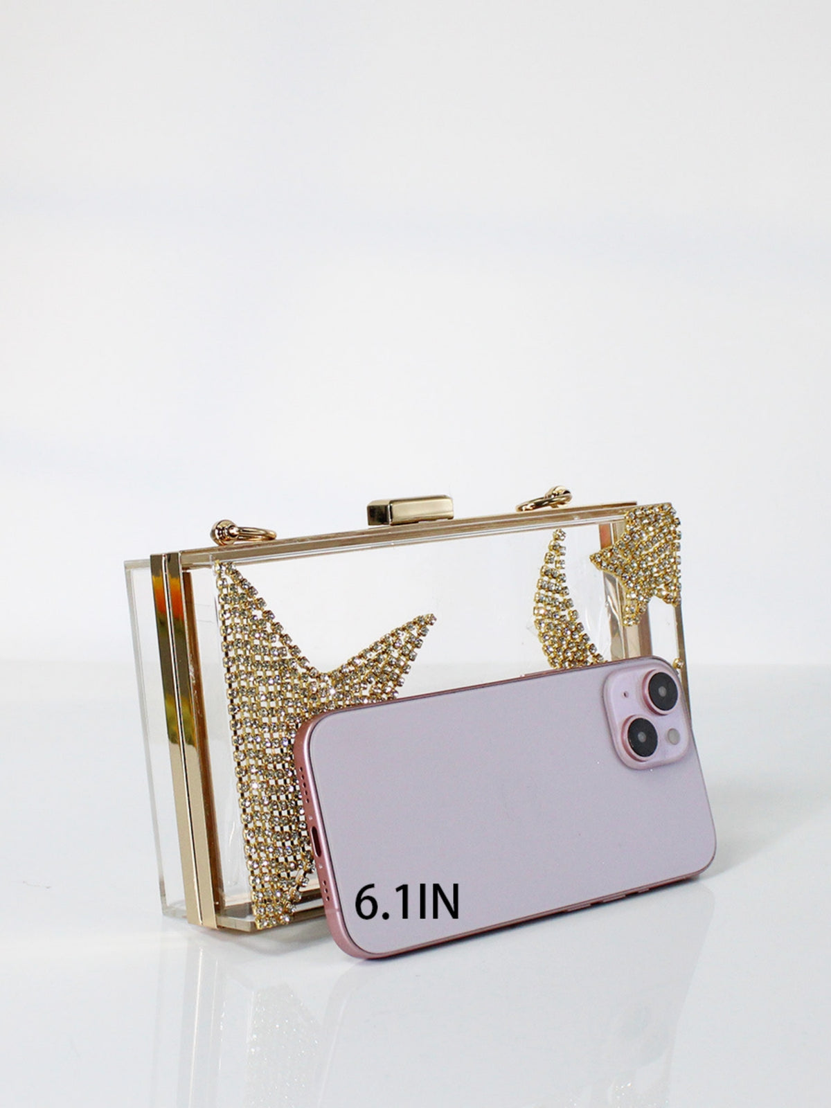 Ramadan & Eid Crescent Moon Rhinestone Acrylic Clutch Bag