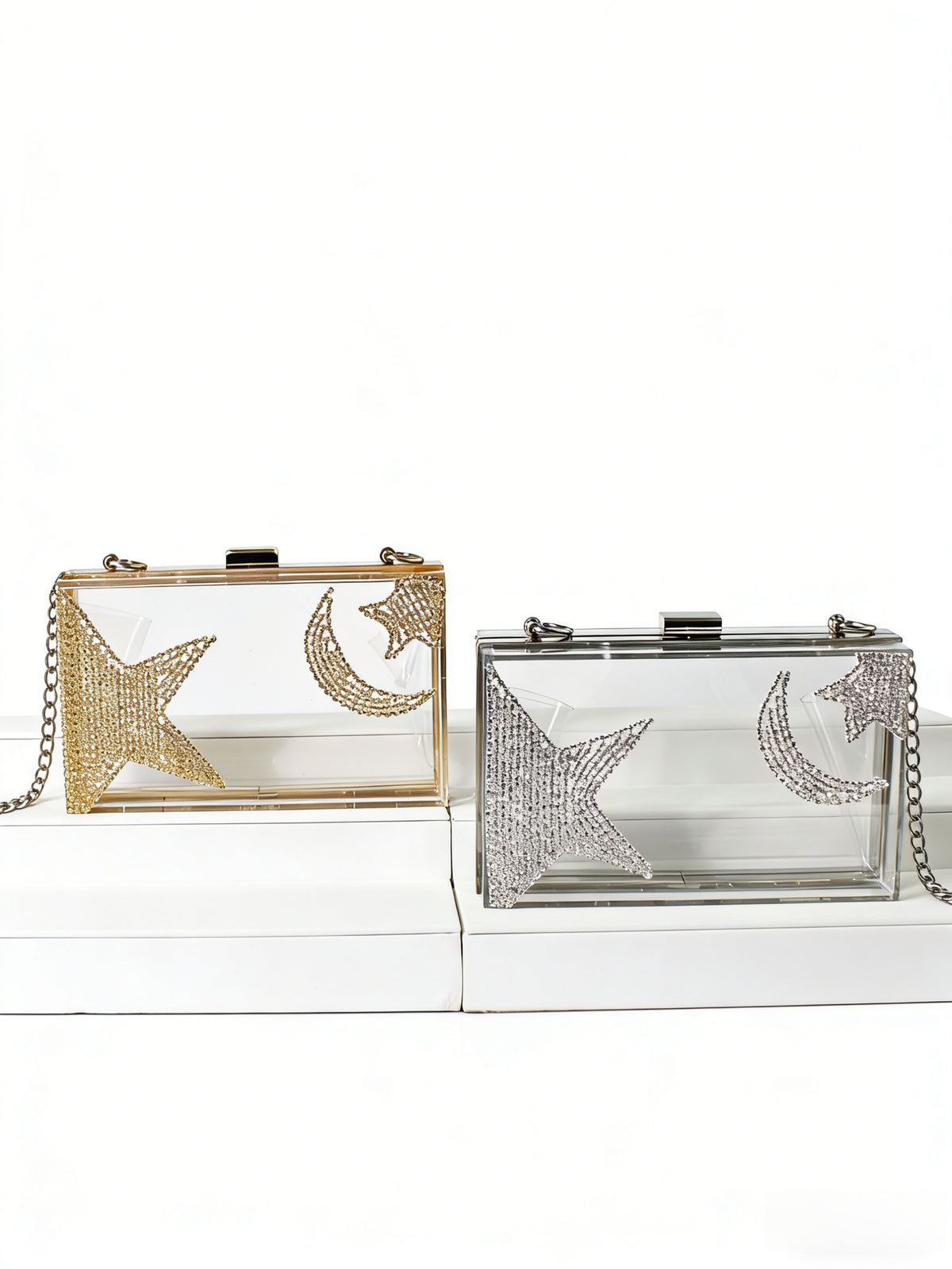 Ramadan & Eid Crescent Moon Rhinestone Acrylic Clutch Bag